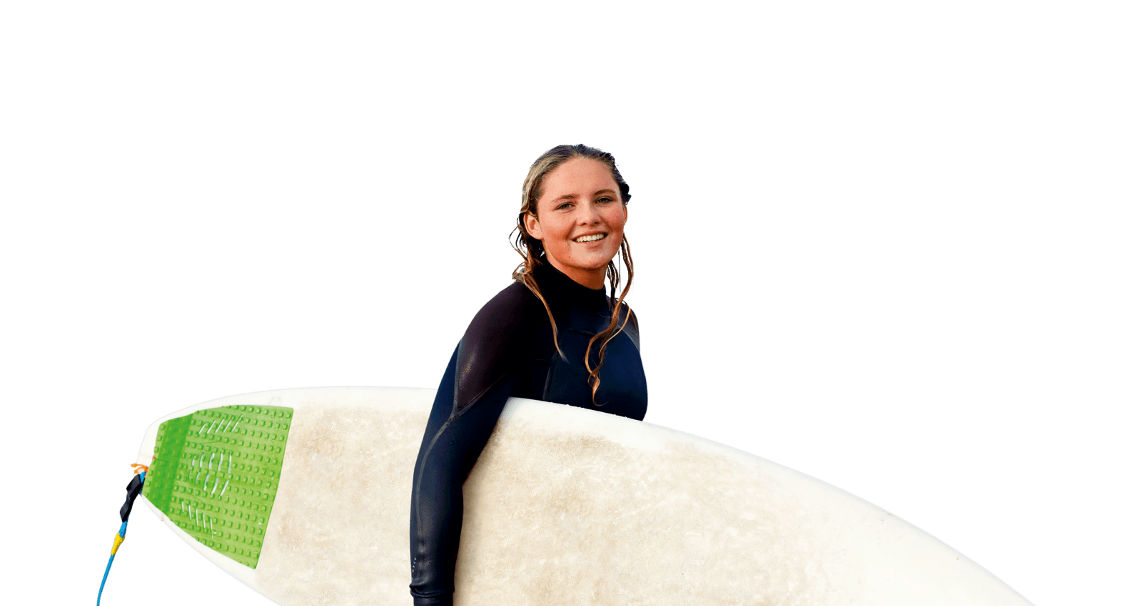 Mulher surfista na praia