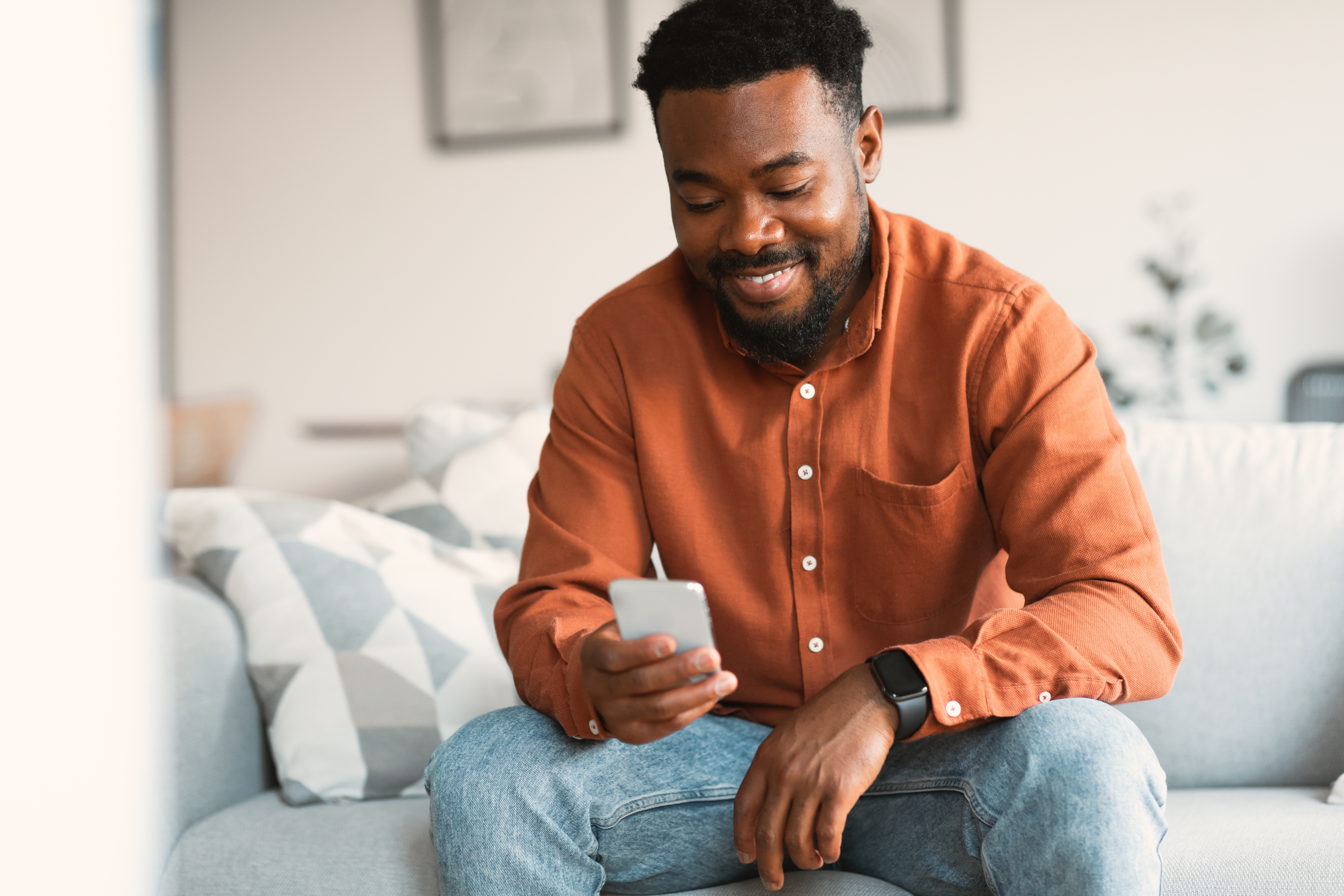 Man Using Cellphone Browsing Internet