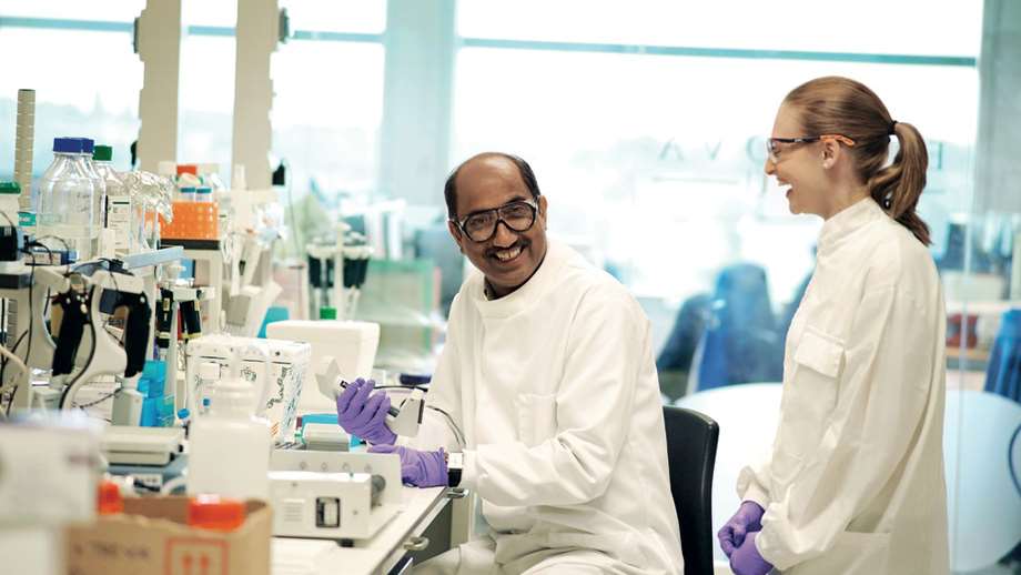 Two scientists working in our Stevenage laboratory