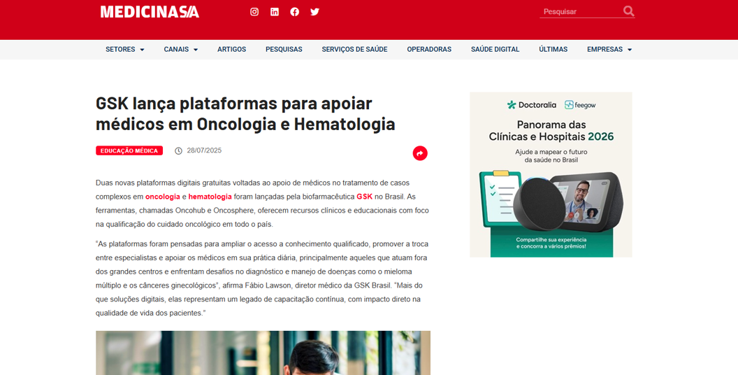 5 GSK Lança Plataformas Para Apoiar Médicos Em Oncologia E Hematologia